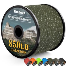 타다보 반사 낙하산 로프 850Ib 50/100/200/500/1000피트 4MM 11 스트랜드 강력한 튼튼한 파라코드 스풀 코드 천용 랜야드 해먹 캠핑 하이킹 오렌지, Army Green, 200FT, 아미 그린