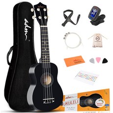 ADM 우쿨렐레 21인치 컬러풀 입문용 세트 블랙, 1세트, 소프라노