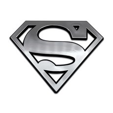 NJECT 공식 라이선스 DC 코믹스 슈퍼맨 크롬 컬러 플라스틱 슈퍼히어로 엠블럼 자동차 트럭 및 모든 자동차용 | 10.4 x 7.9cm(4.1 x 3.1인치) 범용 핏