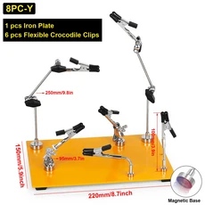 툴러 마그네틱 헬핑 핸즈 납땜 도구 (6개의 금속 플렉시블 암 PCB 홀더 포함) 전자 제품 수리용 세 번째 손, 01 CHINA, 01 8PC-Y