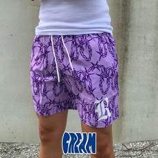 精選褲款 MSTR-035 紫色荊棘短褲 美式街頭嘻哈籃球褲沙灘寬鬆
