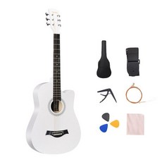핑크기타 초보자용 어쿠스틱 입문용 기타, 1개, 38인치 화이트, 기본 모델명/품번