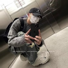 美式復古慵懶風軟糯圓領針織衫毛衣 休閒百搭長袖外套