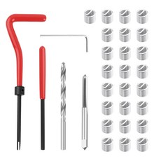 VKQTS M5*0.8mm 미터법 나사산 수리 키트 스테인리스 스틸 트위스트 드릴이 포함된 셀프 서비스 재삽입 도구 키트 내부 구멍 수리를 위한 전문 복원