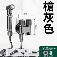 馬桶噴槍 衛浴沖洗器 強勁增壓 一進二出 免治/洗屁屁/婦洗器 (台北出貨), 1個, 槍灰色