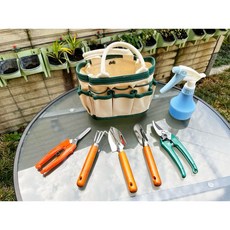 盆栽照護/插花六件工具組 (帆布袋鉚釘有鏽), 1個