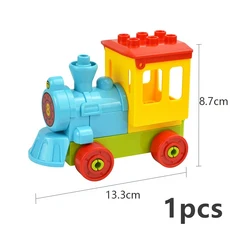 큰 크기 철도 기차 트랙 벽돌 직선 곡선 오르막 대형 트랙 다리 차량 도시 장난감 빌딩 벽돌 호환 Duploes, 10 Set A Car