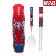 스파이더맨 진공 수저세트 남아 초등 어린이 숟가락젓가락세트, 혼합색상, 스푼. 젓가락. 케이스, 1개