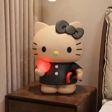 러블리 하트 조명 키티 대형 저금통 머니 박스, 1개, 블랙 태닝 키티