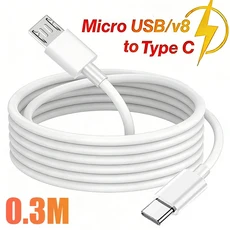 마이크로 USB에서 타입 C로 고속 충전 케이블 데이터 코드 전송 라인 C에서 삼성 샤오미 안드로이드용 퀵, 01 0.3M