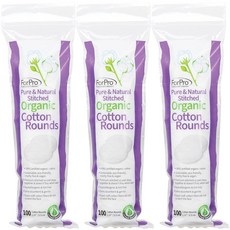 ForPro 퓨어 & 내추럴 스티치 유기농 면 라운드 얼굴용(300개) 100% 인증 유기농 면 메이크업 리무버 패드 저자극성 보풀 없음 비건 및 동물 실험 없음 면