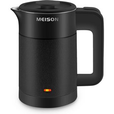 끓는 물용 전기 주전자 스테인리스 스틸 이중 벽 온수 보일러 히터 쿨 터치 주전자 자동 차단 및 끓임 건조 보호 120V/1200W 1.7리터 2년 보증(블랙), Black