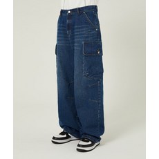 [와이케이] 파라슈트 카고 워시드 데님 팬츠 미디엄블루