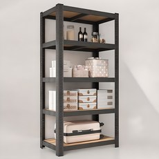 비마이엑스 튼튼 조립식 철제 선반, 블랙, 5단