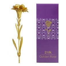 24k 금장미 황금꽃, 10 카네이션 (GOLD) 고급형박스, 1세트