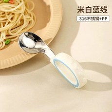 寶寶學習筷 1-3歲 輔助餐具 食品級材質 訓練矯正握姿, 天藍色,勺子, 1個