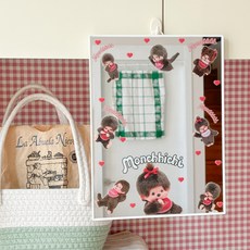 황스타 자체제작 키티 몬치치 벽걸이 스탠드 캐릭터 인쇄 거울 포스터 액자 미러 인테리어 소품, 02. 몬치치