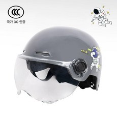특대 4xl 바이크 전기 자전거 오픈페이스 보호 헬멧 안전한 통풍 경량 모자, 1개, 인증 그레이 우주인 투명