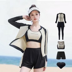 ANS 새로운 원단 부드럽고 가벼운 여성 비치웨어 수영복 레깅스 반바지 이너 브라탑 긴팔 래쉬가드 5종 풀세트 520