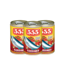 555 Sardines in Tomato Sauce Hot 사딘스 토마토 핫 매운맛 155g, 3개