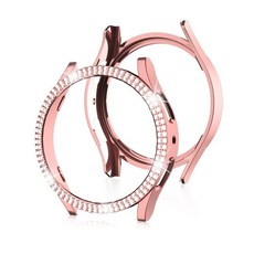 호환 2줄 큐빅케이스 갤럭시워치4 40mm 44mm 하드케이스 풀커버 아닌 테두리 보호, 핑크