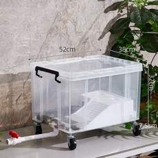 60L 大容量可移動烏龜缸 自帶導水管 生態環保烏龜飼養箱, 45L（底部排水）可DIY造景+萬向輪+, 1個