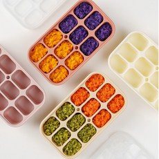 베베픽 다용도 실리콘 밀폐큐브 이유식 얼음틀, 코랄레드 20ml X 12구, 1개, 240ml