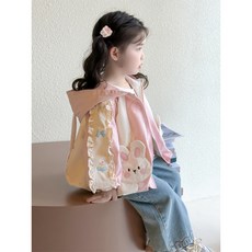 女童秋裝外套2025新款兒童洋氣小女孩風衣寶寶夾棉加絨秋冬款上衣