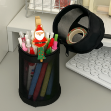 리치라라 심플한 대용량 메쉬 필통, 1개, 블랙