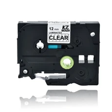 CIDY tz-231 라미네이트 tz p-터치 프린터용 블랙 온 화이트 라벨 테이프 PT-E500W 12mm, 01 12mm, 04 white on clear