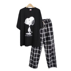 Mint Winnie男女通用格紋史努比套裝家居服睡衣上下套裝兩件式運動服