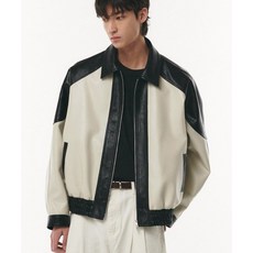 DOFFJASON 오버핏 비건레더 래피드 투톤 자켓 DJ23SSVLJ003BLK 363677