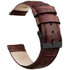 Ritche 퀵 릴리즈 가죽 시계 밴드 천연 스트랩 삼성 갤럭시 워치 6 클래식 43mm 47mm 40mm 44mm 18mm 20mm 또는 22mm 남성 및 여성용 발렌, 다크 브라운 / 블랙