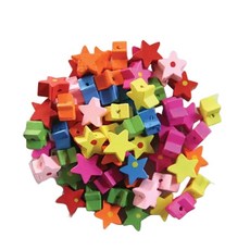 유니 아트 5000통 모양 38번 나무 비즈 별/키즈/유치원/어린이집/학교/교구/완구/만들기/꾸미기/놀이/모양, 5000개