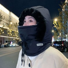레츠굿 패딩 방한모자, 블랙