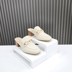 탠디by미셸 여성 스퀘어 부드러운가죽 골드버클 쿠션 5cm 블로퍼(12P3012K)