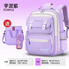 DFMEI 小學生書包男生一二三到六年級減負護脊輕便女孩兒童雙肩揹包防水, 英倫風紫色小號+文具盒+補習袋:如圖, 1個