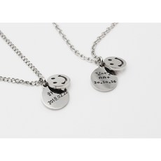 어린이 아기 돌선물 스마일 써지컬스틸 미아방지 목걸이, 고방체인, 아동용(38cm+3.5cm)