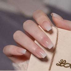 手工穿戴甲 漸層美甲貼片 氣質法式美甲 M, 1個, 雲霧月淡【中橢圓】,M 【肉肉手/甲牀寬或者扁平選擇】