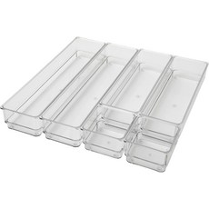 마사 스튜어트 마일스 플라스틱 스태커블 사무실 책상 서랍 정리함 6개 세트 클리어, Clear, Set of 1