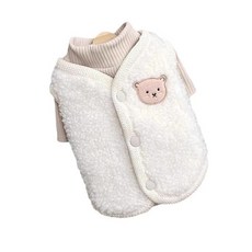 베베앙 큐티베어 반려동물 강아지 겨울옷 애견 조끼 + 폴라티 세트, 1개, 화이트