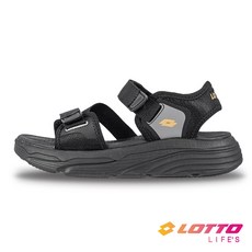 【LOTTO】美型厚底健走魔鬼氈休閒涼鞋, 全黑, 22