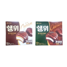 오리온 쉘위 생크림디저트 408g 12개입 클래식 1통+카카오 1통
