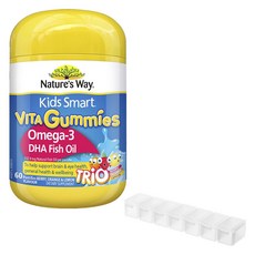 네이쳐스웨이 키즈 스마트 비타 구미스 오메가-3 DHA 피쉬오일 베리 오렌지 & 레몬맛 패스틸 + ITS NEATS 7칸 약통, 60정, 1개