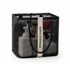 조온하루 메쉬 물빠짐 접이식 목욕가방 목욕바구니, 블랙