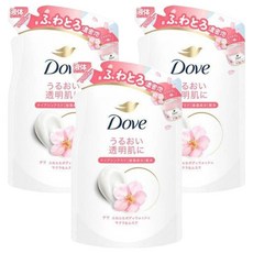 Dove댑 바디 소프 폭신폭신한 바디 워시 사쿠라 & 머스크 리필용 3개 세트 340gX3, 340g