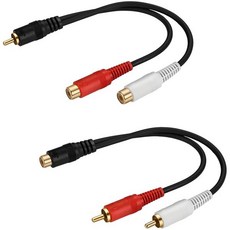 콤보팩 RCA 스플리터 Y어댑터 키트 1 수컷에서 2 암컷 암컷에서 수컷 24K 골드 도금 Y 케이블 오디오 비디오 어댑터 연장선 서브우퍼 스피커용 02미터065피트