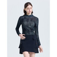 챌린저 여성 여름 메쉬 셔링 모크넥 베이스편안한 레이어 (차콜)