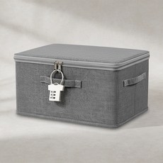 더웰 대용량 시크릿 리빙박스 패브릭 접이식 공간활용 보안용 자물쇠 정리함 옷수납함, 1박스, 리빙그레이