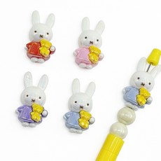토끼 비즈 볼꾸 재료 키링 만들기 공예 파츠 볼펜 꾸미기 펜꾸, 1개, 핑크